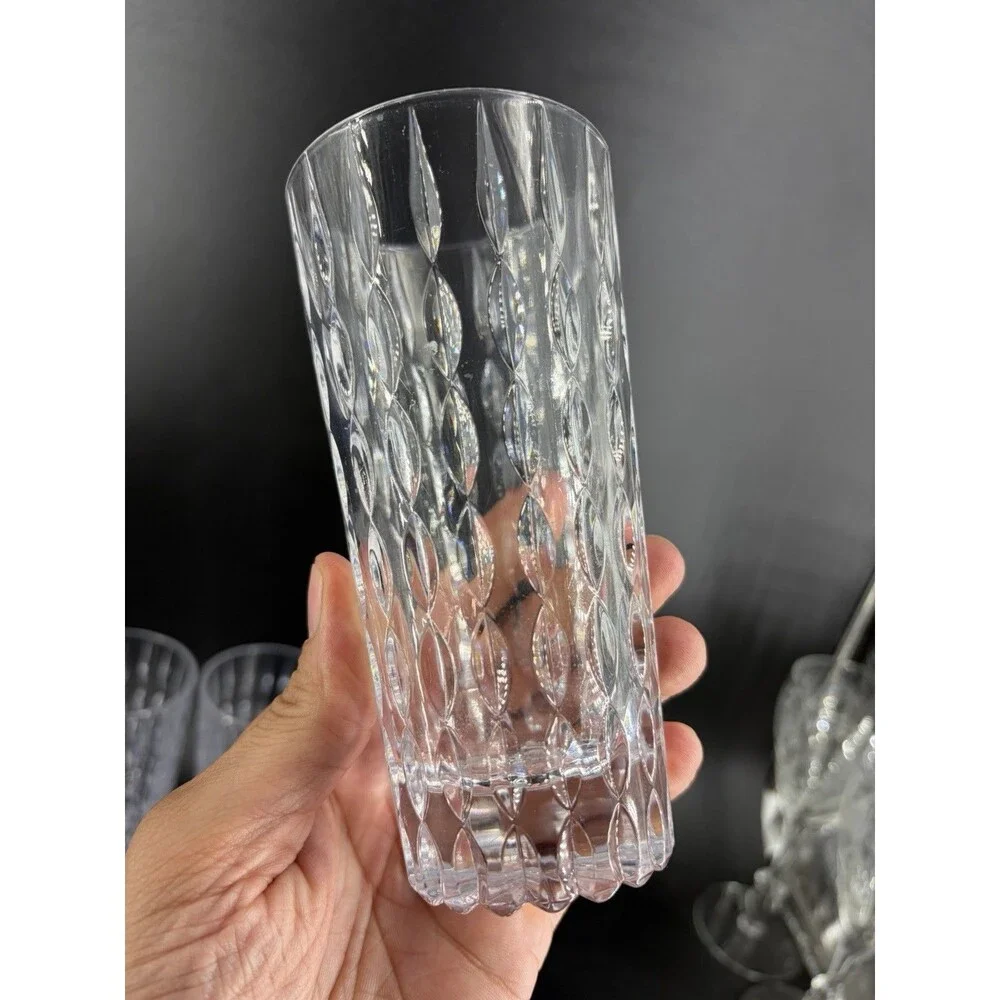 MIKASA AUSTRIAN Cut CRYSTAL-Set 6 Teardrop Highball Glasses Cups